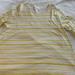 Blair Women's 3/4 Sleeve Striped Top XL yellow crew neck  tee